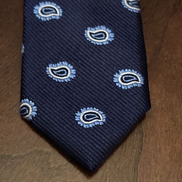 Yves Saint Laurent Pour Homme Blue Repp 100% Silk Men’s Neck Tie Made In Italy - Picture 6 of 9